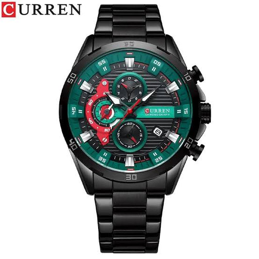 RELOJ CURREN CHRONOGRAPH ELITE 8402 NEGRO VERDE - ELEGANCIA, PRECISIÓN Y CARÁCTER (ORIGINAL)