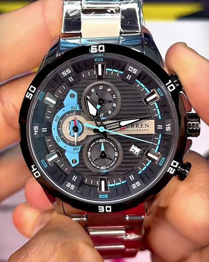 RELOJ CURREN CHRONOGRAPH ELITE 8402 PLATEADO - ELEGANCIA, PRECISIÓN Y CARÁCTER (ORIGINAL)
