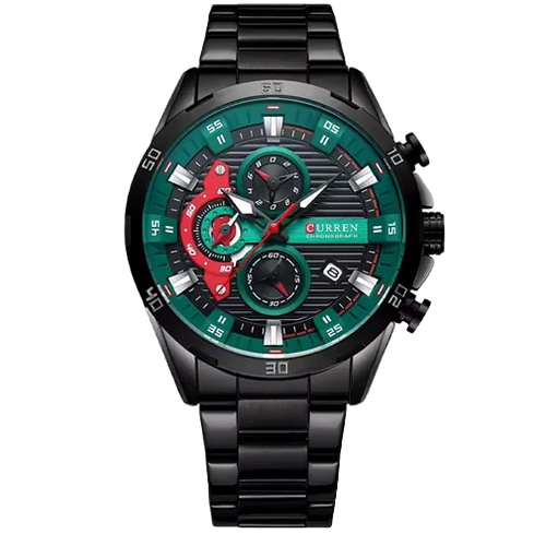 RELOJ CURREN CHRONOGRAPH ELITE 8402 NEGRO CON ROJO - ELEGANCIA, PRECISIÓN Y CARÁCTER (ORIGINAL)