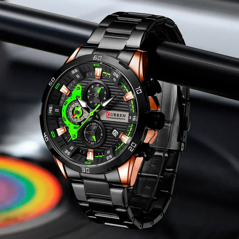 RELOJ CURREN CHRONOGRAPH ELITE 8402 NEGRO - ELEGANCIA, PRECISIÓN Y CARÁCTER (ORIGINAL)