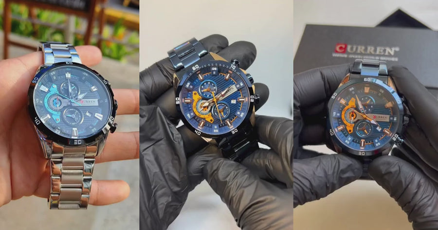 RELOJ CURREN CHRONOGRAPH ELITE 8402 AZUL - ELEGANCIA, PRECISIÓN Y CARÁCTER (ORIGINAL)