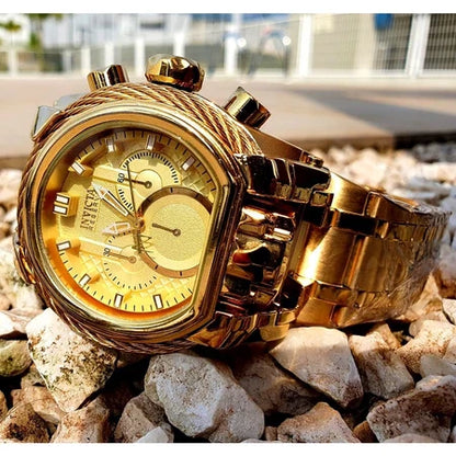 RELOJ INVICTA ZEUS GUAYA DORADO - PODER Y PRECISION (CRONOS FUNCIONALES)